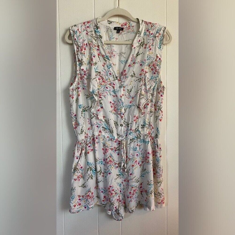 Lily Rose Skorts Women’s Large Multicolored Jumpsuit Floral Cottagecore Ruffles
